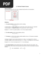 1.1 The Real Number System: Types of Numbers