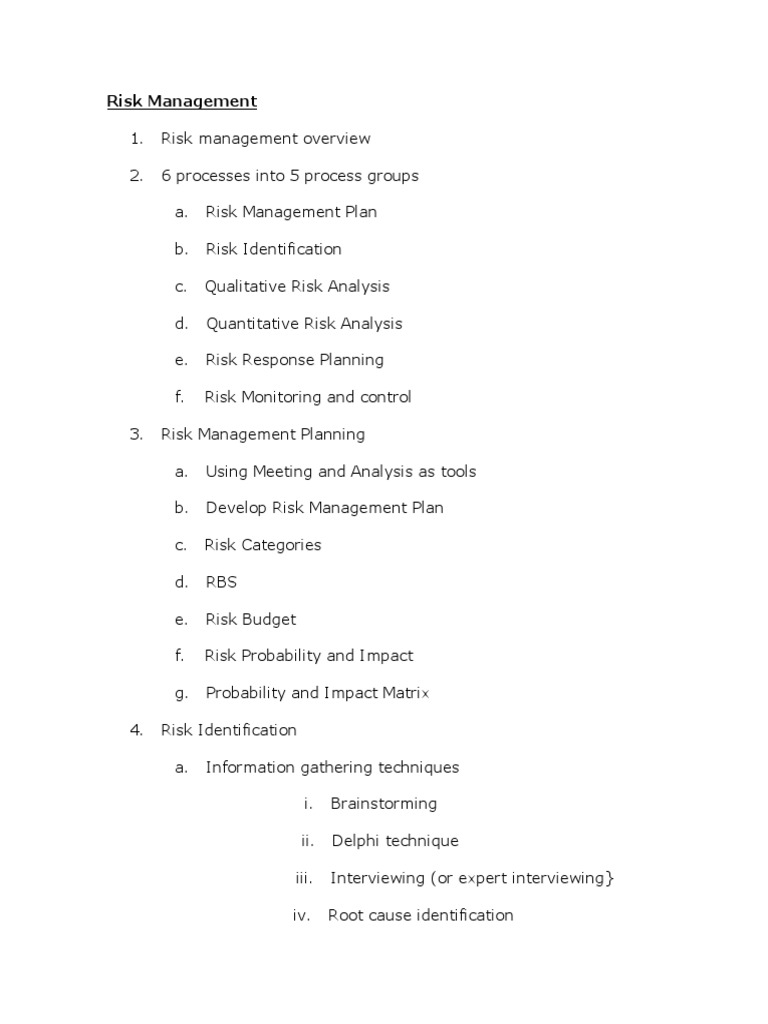 Risk Identification Checklist Overview | PDF