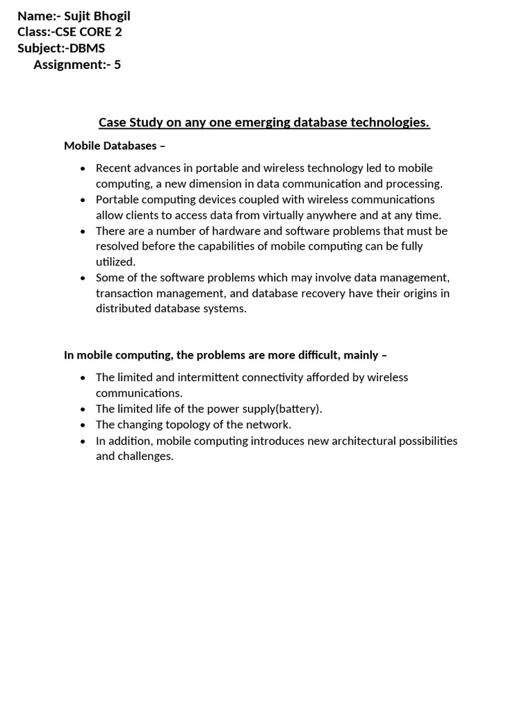 DBMS - Assignment - 5 - Sujit Bhogil | PDF | Computer Network | Databases