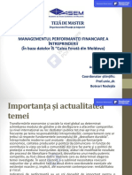 Teză de Master: Coordonator Științific: Prof - Univ.,dr. Botnari Nadejda