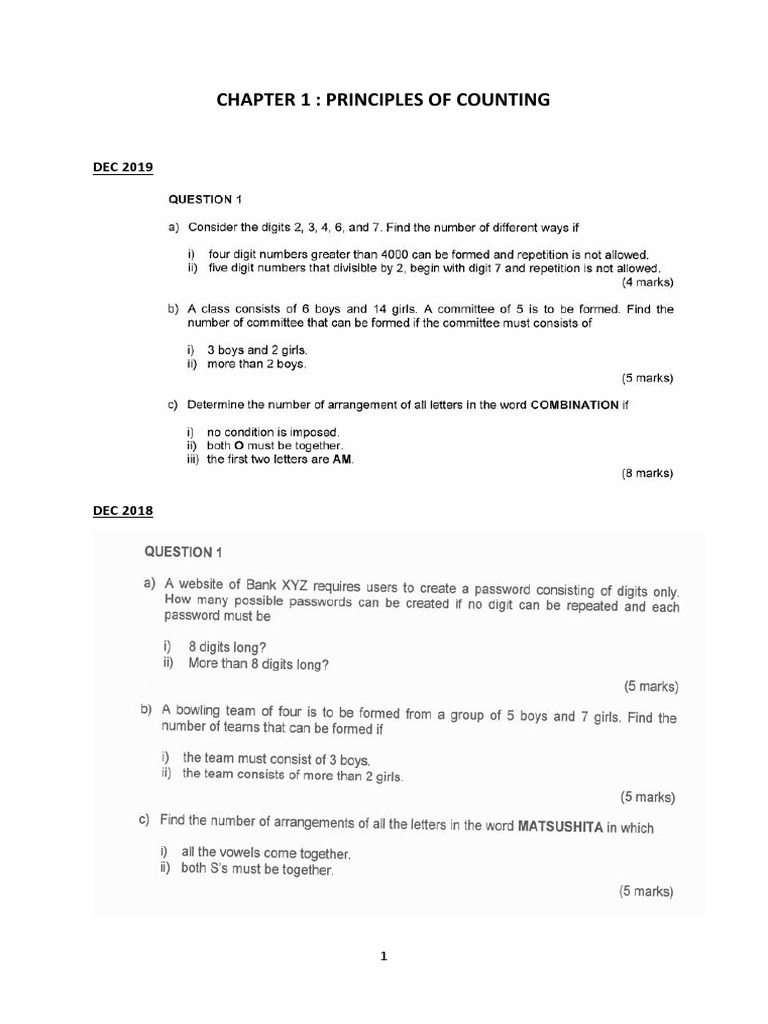 Principles of Counting Overview | PDF