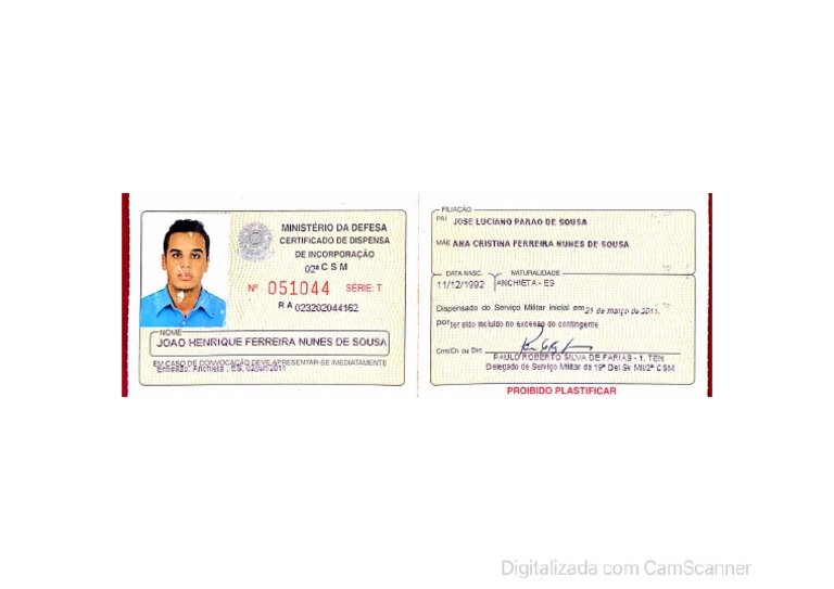 Certificado de Reservista PDF | PDF