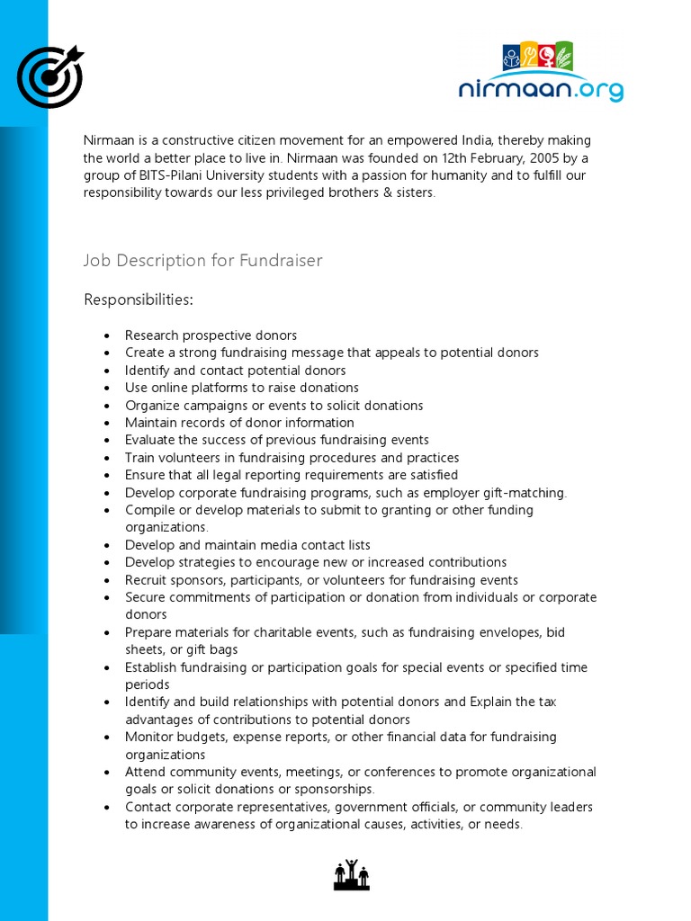Job Description For Fundraiser Responsibilities PDF Fundraising