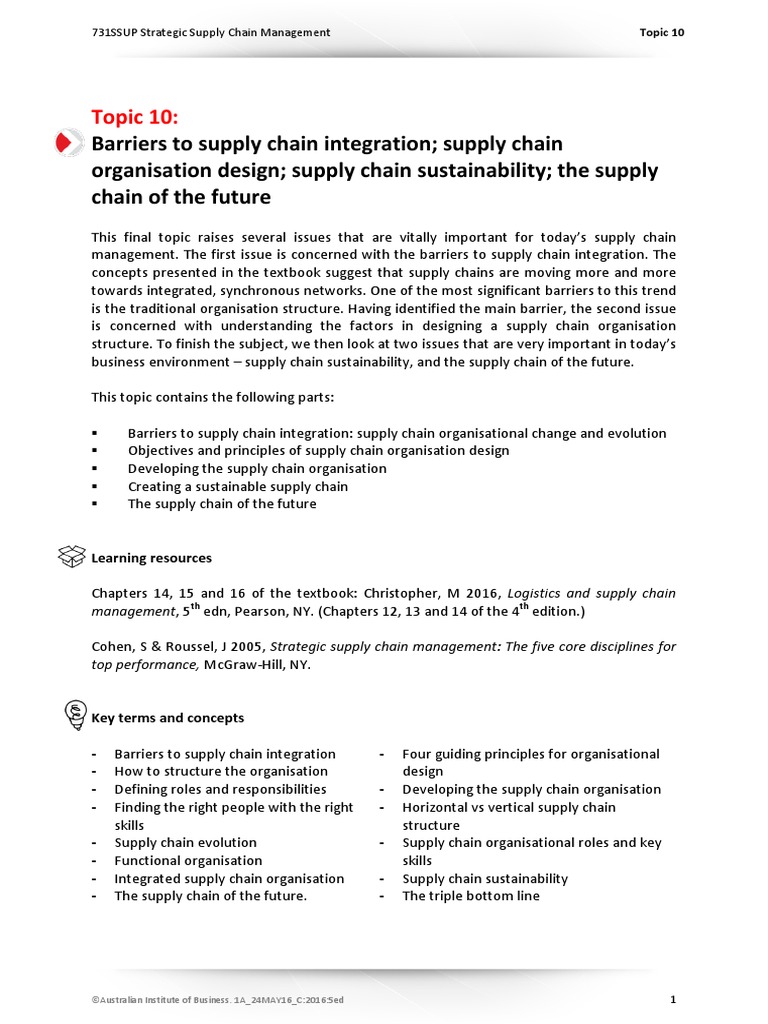 Barriers To Supply Chain Integration PDF Supply Chain Management