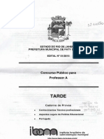 Ibam 2016 Prefeitura de Paty Do Alferes Rj Professor a Prova