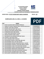 Kuala Langat TAHUN 2021 Senarai Nama Murid Jadual Penggiliran Kumpulan Mengikut Persekolahan Guru Kelas: PN Siti Anom Binti Abdul Rahman Kelas: 4jy