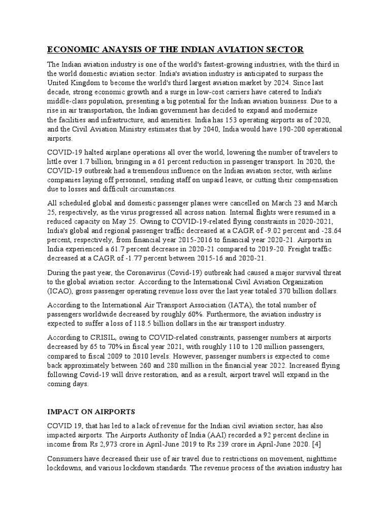 Economic Anaysis of The Indian Aviation Sector | PDF | Airlines | Airport