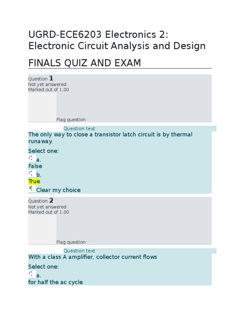 UGRDECE6203 Electronics 2 Electronic Circuit Analysis and Design