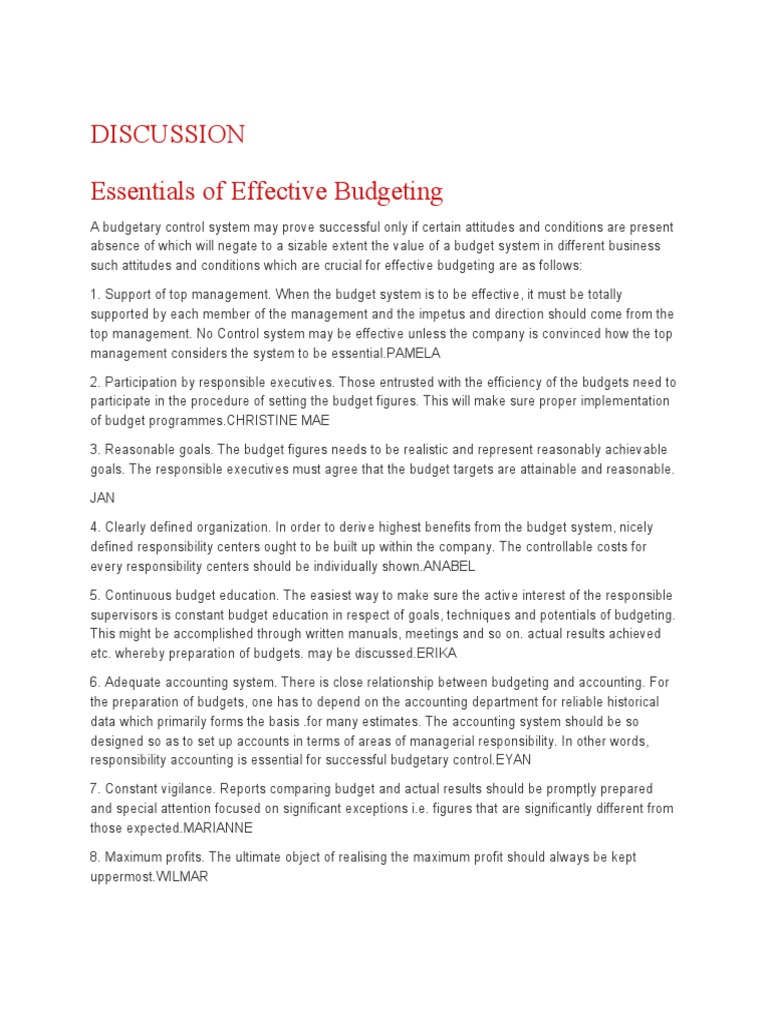 Essentials Of Effective Budgeting Pdf Budget Accounting