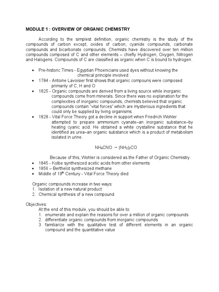 MODULE 1 - Overview of Organic Chemistry (20200810) | PDF | Chemical ...