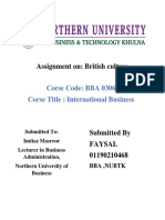 Assignment On: British Culture: Corse Code: BBA 0306 Corse Title: International Business
