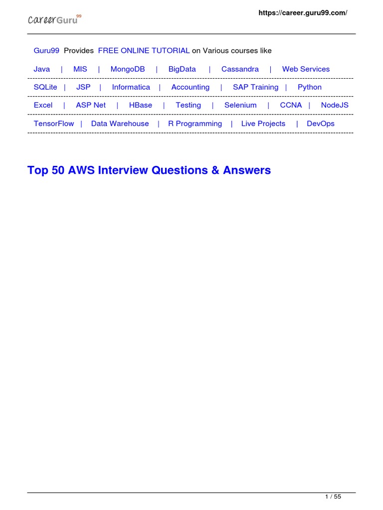 Top AWS Interview Questions & Answers | PDF | Cloud Computing | Amazon ...