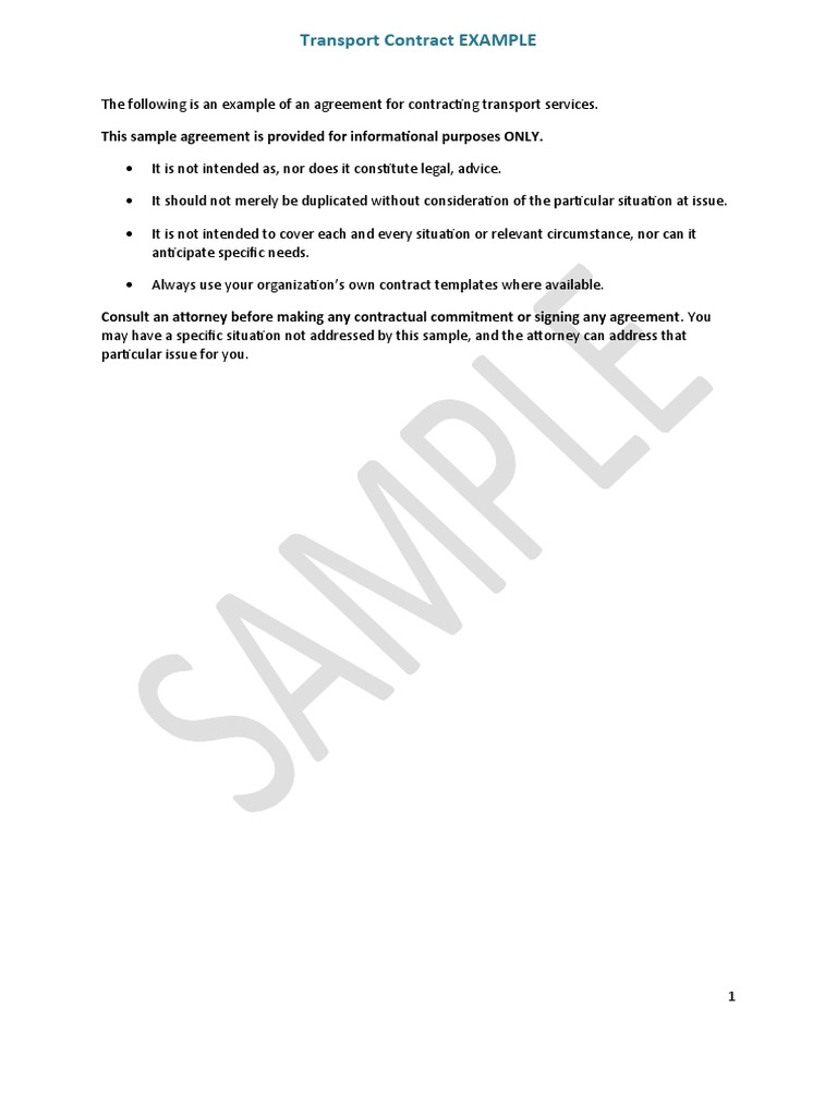 6.3.4 Transport Contract Example | PDF | Breach Of Contract 