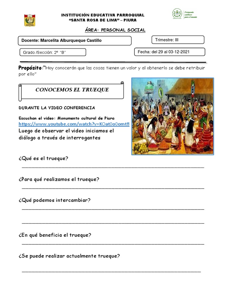 2º - P.S - Ficha de Actividad El Trueque | PDF