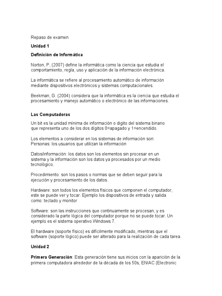 Repaso de Examen | PDF | Hardware de la computadora | Almacenamiento de ...