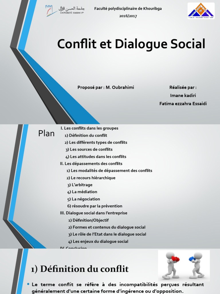 Types de Conflits et Dialogue Social | PDF | Résolution de conflit ...