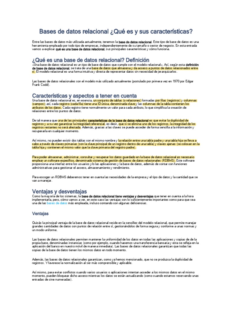 Introducción a las bases de datos relacionales | PDF | Base de datos ...