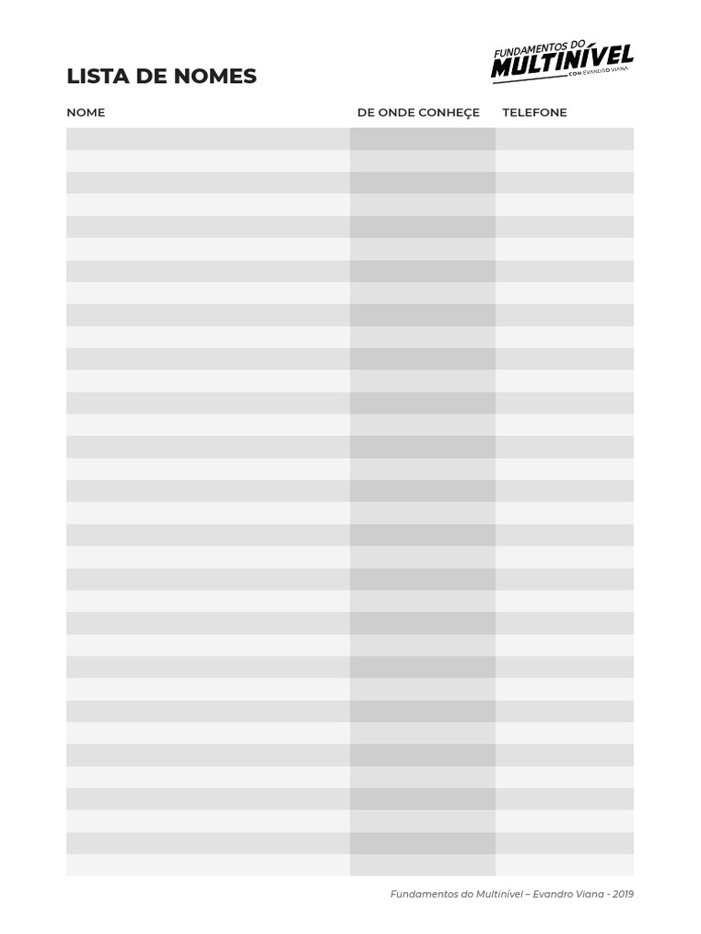Lista de Nomes e Telefones para Preencher | PDF