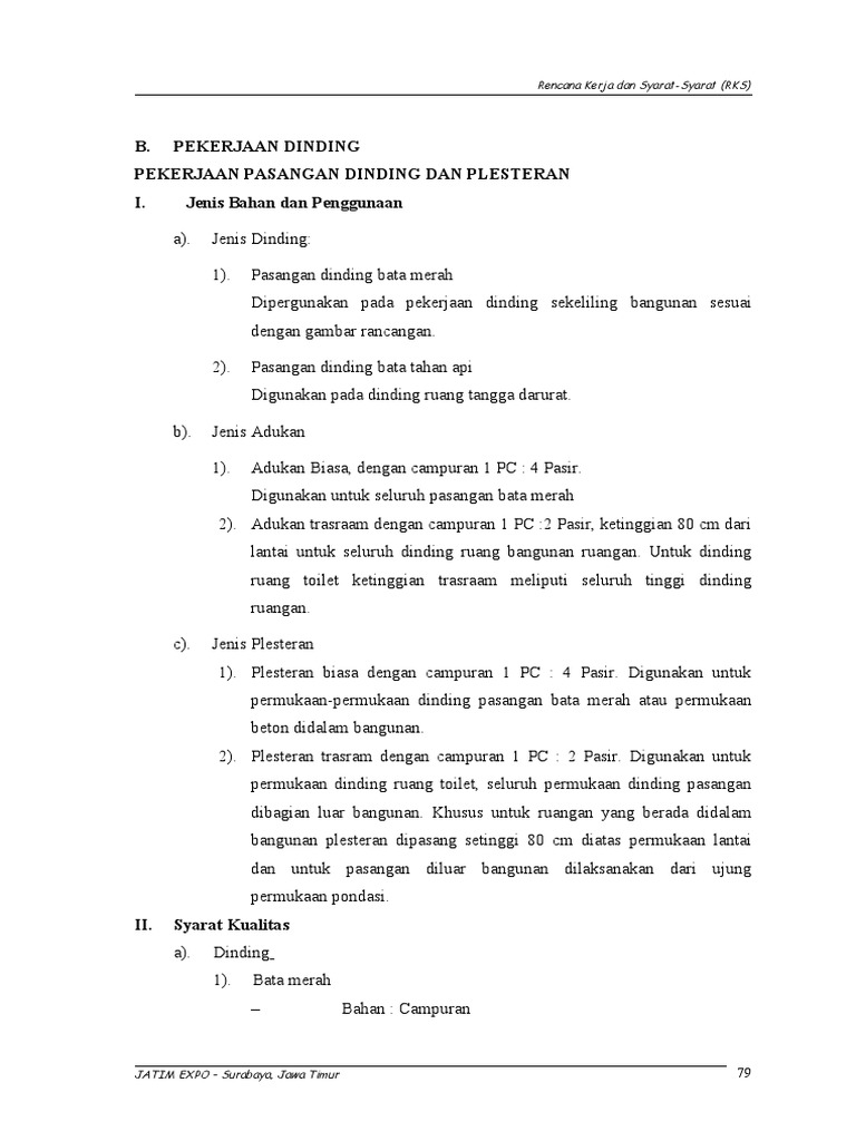 Contoh RKS Pekerjaan Dinding | PDF