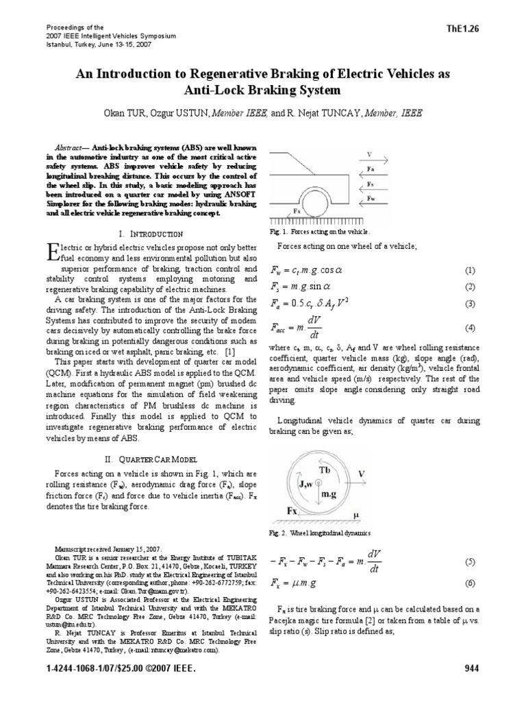 1.an Introduction To Regenerative Braking of Electric Vehicles As | PDF ...