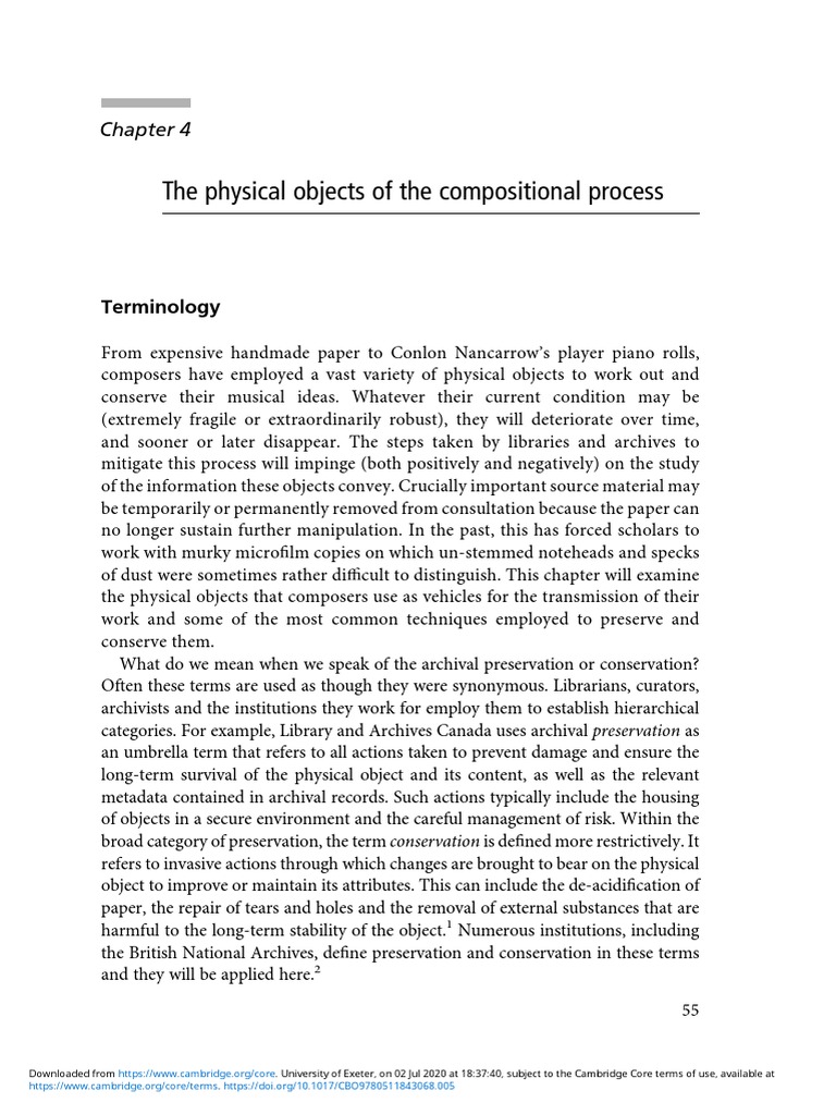 The Physical Objects of The Compositional Process | PDF | Preservation ...