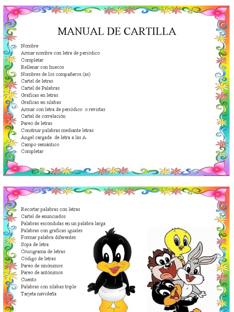 Actividades de Cartilla y Sinónimos | PDF | Artes del Lenguaje y ...