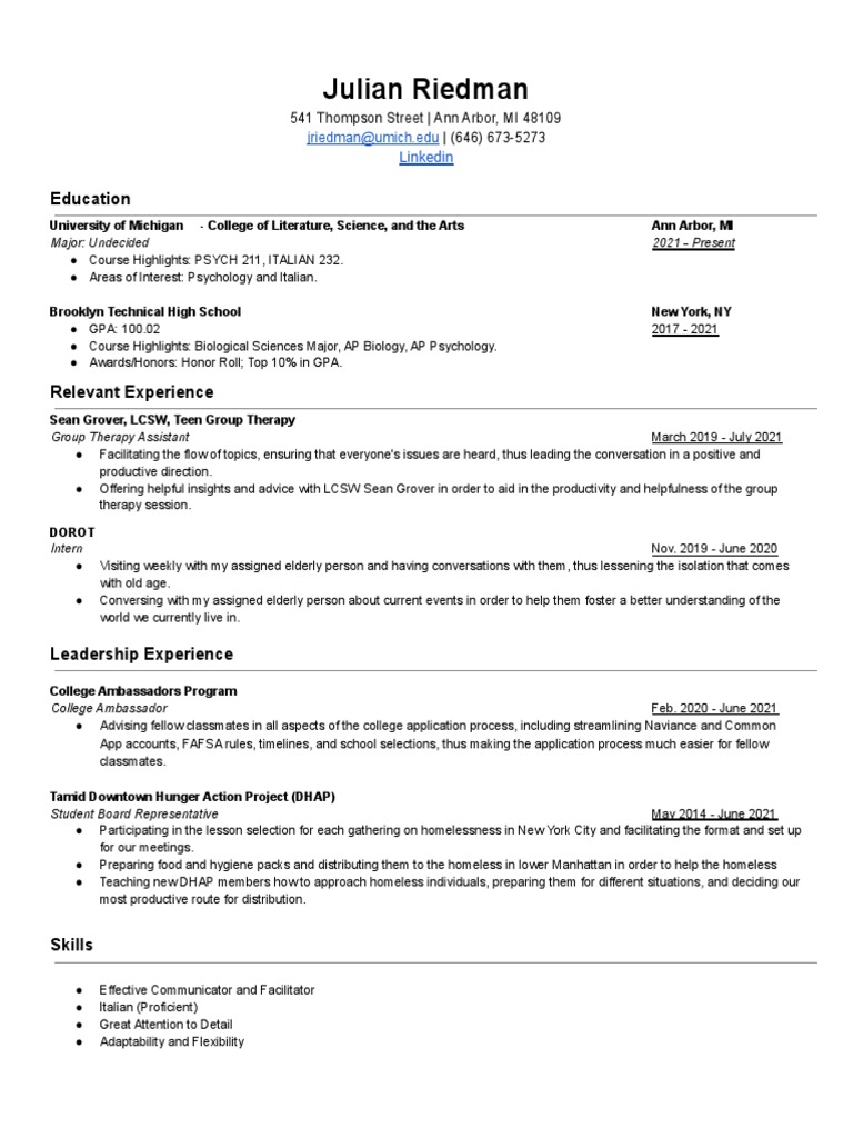 resume resources umich