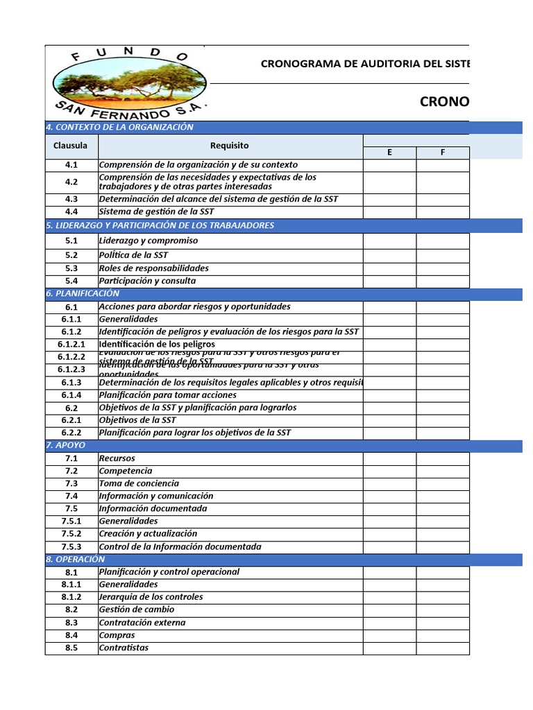 Cronograma Auditoria Pdf Auditoría Planificación