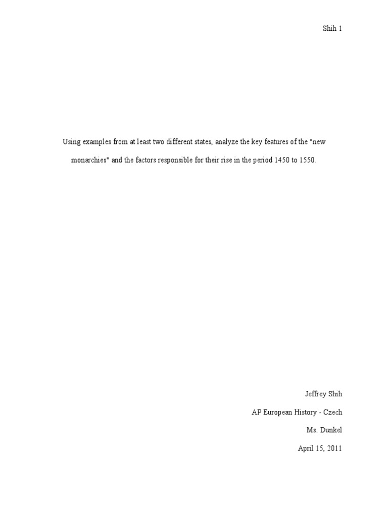 The New Monarchies of 1450 To 1550 - Paper | PDF | Spanish Empire ...