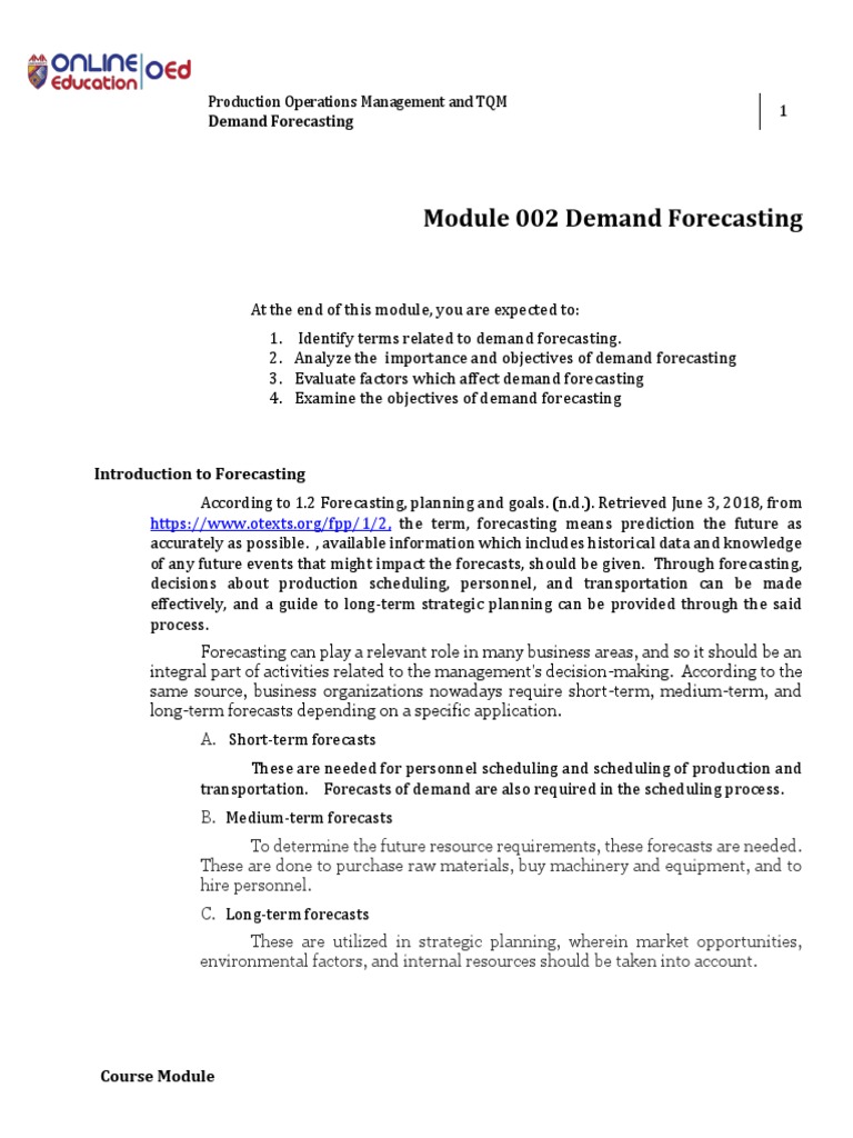 Demand Forecasting Module Overview | PDF | Forecasting | Demand