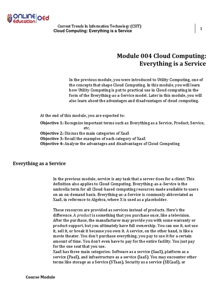 Cloud Computing: XaaS Overview | PDF | Cloud Computing | Platform As A ...