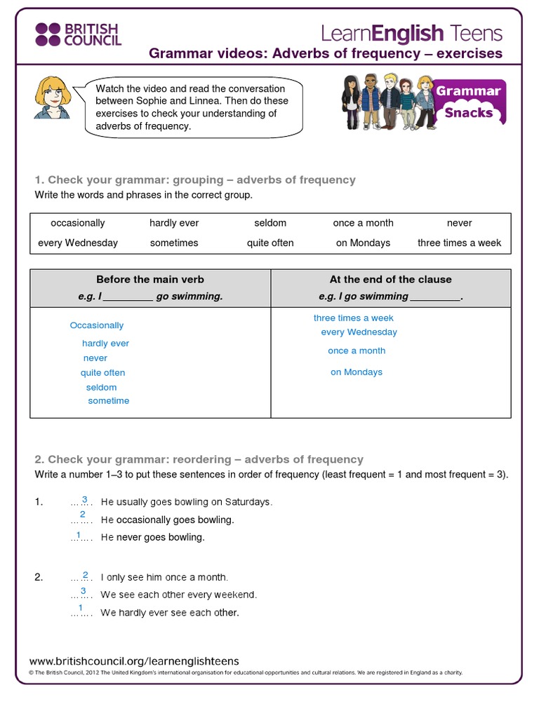 Adverbs of Frequency - Exercises | PDF | Adverb | Cognitive Science