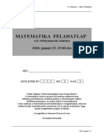 Matematika Feladatlap: 2018. Január 25. 15:00 Óra