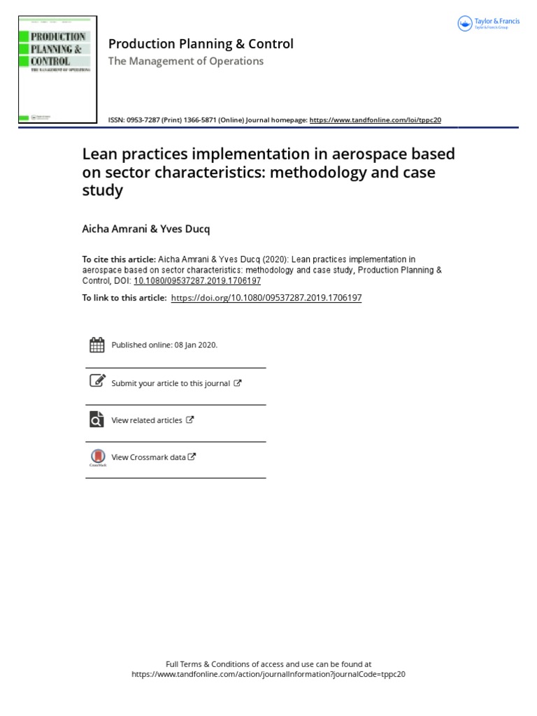 Lean Practices in Aerospace: Methodology & Case Study | PDF | Six Sigma ...