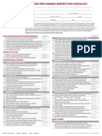 Nissan Certified Pre-Owned Inspection Checklist