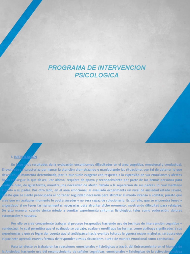 Modelo de Programa de Intervencion Psicologica | PDF | Las emociones ...
