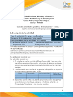 Guía de Actividades y Rúbrica de Evaluación - Unidad 1 - Tarea 2 - Aportes Teóricos a La Antropología Psicológica