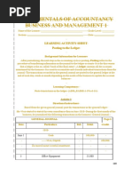 Fundamentals of Accountancy Business and Management 1: Learning Activity Sheet Posting To The Ledger