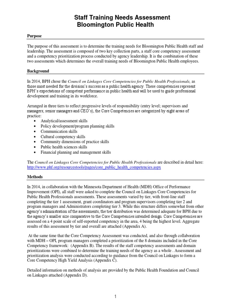 Staff Training Needs Assessment | PDF | Public Health | Community