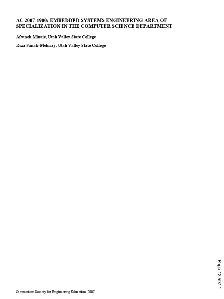 Ac 2007-1900: Embedded Systems Engineering Area of Specialization in ...