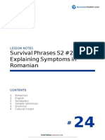 Survival Phrases S2 #24 Explaining Symptoms in Romanian: Lesson Notes