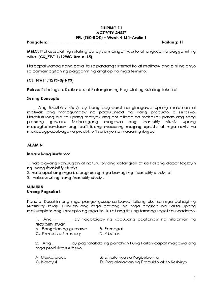 TEK BOK PL Week 4 2nd Quarter | PDF