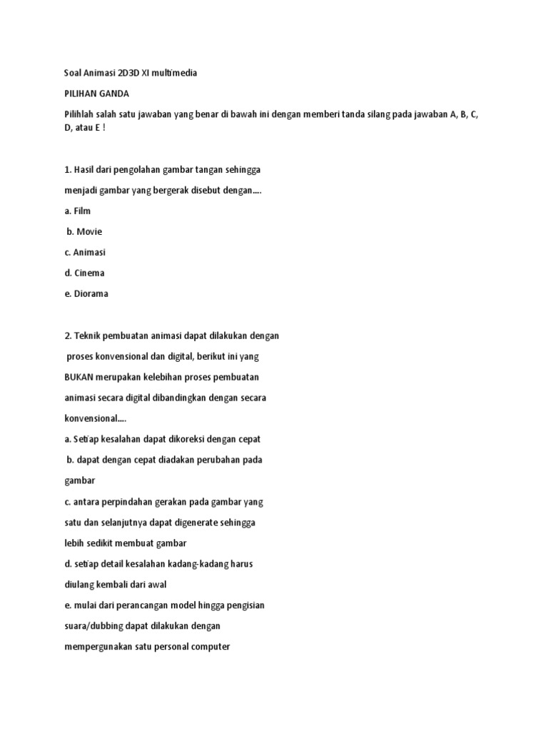 Jenis dan Teknik Animasi Tradisional | PDF