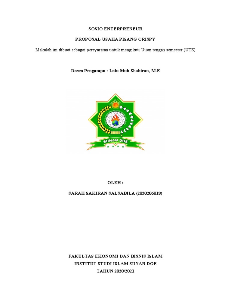 Proposal Usaha Pisang Crispy Pdf