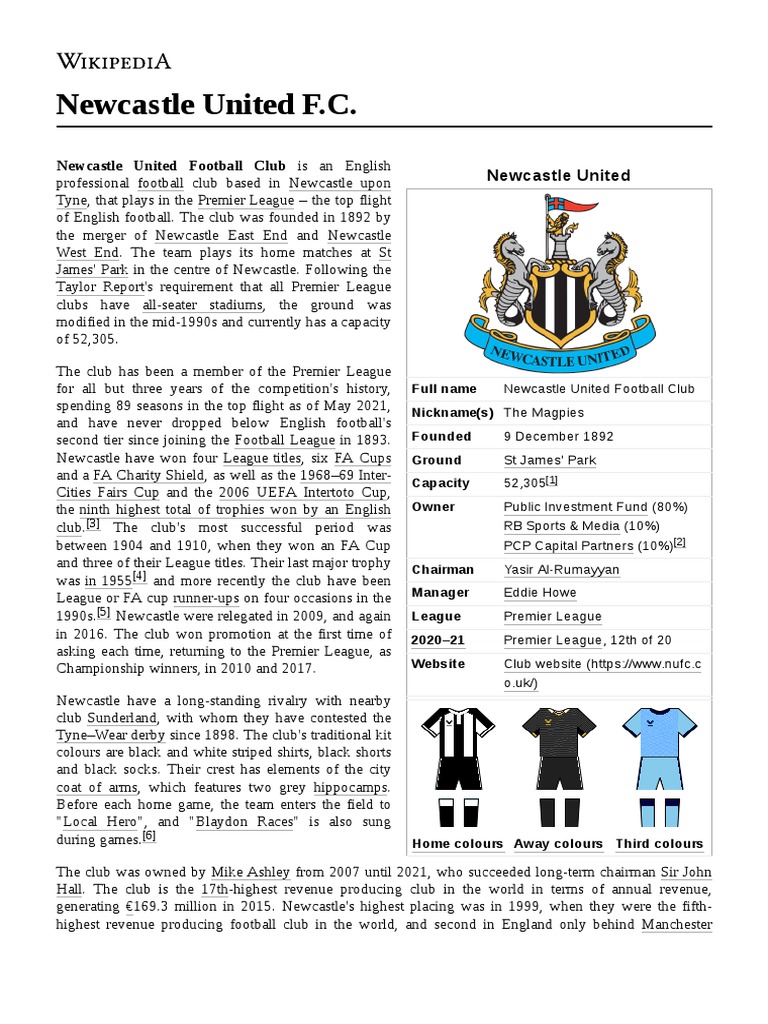 Newcastle United F.Cinfo | PDF | Sports | Association Football Clubs