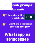 Facebook Groups For Sale: Members 19 Thousand (Social Category) Members 5 Thousand (Movies Category)