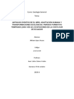 Antiguos Eventos de El Niño, Adaptación Humana y Transformaciones Ecológicas: Período Formativo Temprano