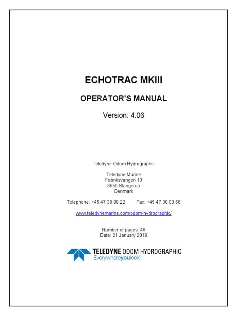 Echotrac Mkiii Operator'S Manual PDF Hull (Watercraft) Direct