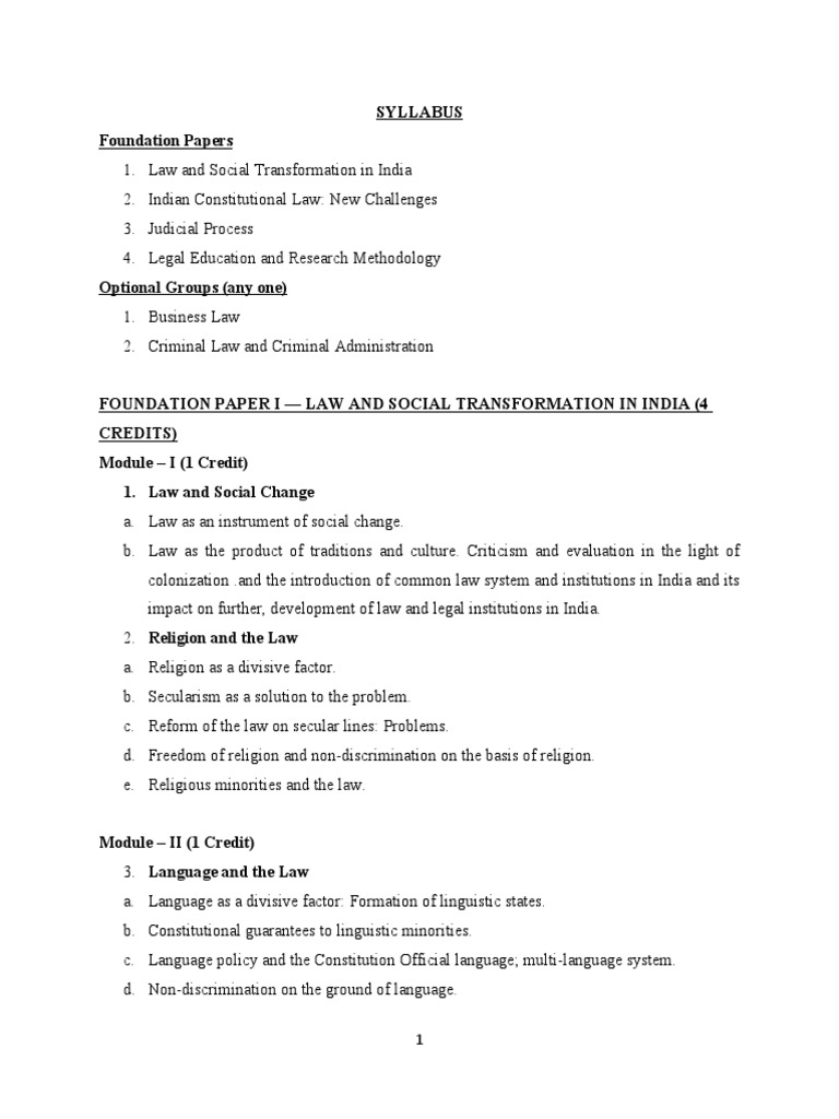 LLM Syllabus | PDF | Banks | Reserve Bank Of India