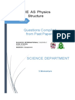 CIE AS Physics Structure: Questions Compiled From Past Papers